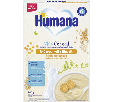 Каша Humana молочна 5 злаків з печивом з 6 місяців, 200 г