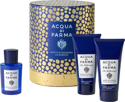 Zestaw unisex Acqua Di Parma Mirto Di Panarea La Riserva Woda perfumowana 50 ml + Żel pod prysznic 75 ml + Balsam do ciała 75 ml (8028713829529)
