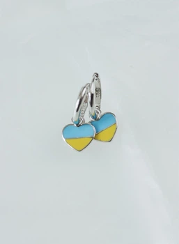 Серьги серебряные висюльки Сердечки Украина 521129