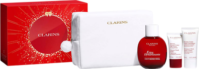 Zestaw do pielęgnacji Clarins Eau Dynamisante Perfumowana mgiełka do ciała 100 ml + Nawilżający balsam do ciała 30 ml + Regenerujący balsam do twarzy 15 ml + Kosmetyczka (3666057389726)