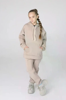 Костюм теплый с начесом худи и штаны, Real, SmileTime, бежевый, рост 146 (ZT3-22-8)