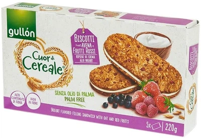Печенье сэндвич Gullón Cuor di Cereale овсяное с красными фруктами и йогуртовой начинкой