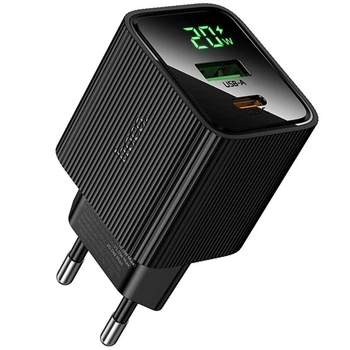 Сетевое зарядное устройство Hoco CS83A Excellent with digital display PD20W+QC3.0 (1USB-A/1C) Black