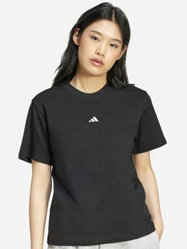 Футболка бавовняна жіноча Adidas Essentials Small Logo Cotton Sportswear JC5943 XS Чорна (4067905784202)