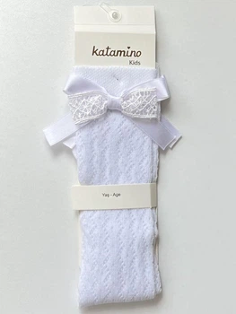 Нарядные гольфы для девочки Katamino Milum ажурные с бантиками Белые 24-26 / 1-2 года