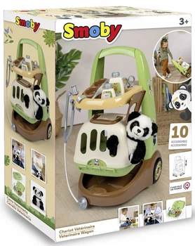 Ігровий набір Smoby Візок для догляду за тваринами з пандою 10 елементів (3032163404057)