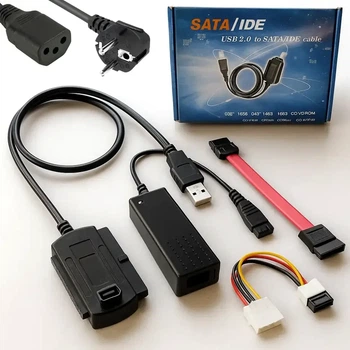 Кабель USB 2.0 - SATA/IDE адаптер питания 12 V для HDD цвет черный