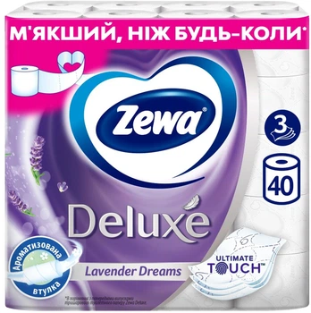 Туалетний папір Zewa Deluxe Лаванда Біла 3 шари 19.3 метра 40 рулонів (7322542536322)