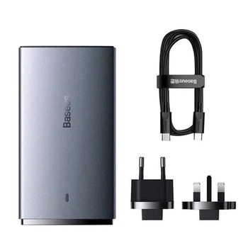 Мережевий зарядний пристрій Baseus GaN5 Pro Ultra-Slim Fast Charger C+U 65W Gray(With Mini White Cable C to C