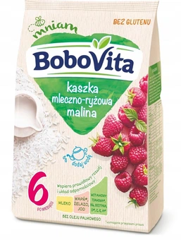 Каша рисова з малиною Bobovita, з 6 місяців, 270 г