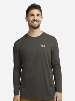 Спортивна кофта чоловіча Jack Wolfskin Prelight Suncool Ls A65836-F0302 M Коричнева (4064886657532)