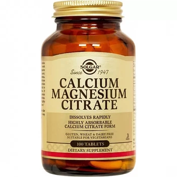 Биодобавка Solgar Цитрат кальция магния (Calcium Magnesium Citrate) 200 мг/100 мг 100 таблеток SOL00509