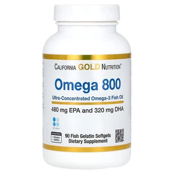 Омега-3 рыбий жир фармацевтической степени чистоты California Gold Nutrition (Omega 800) 1000 мг 90 капсул CGN01266
