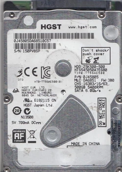 Накопитель HDD 2.5" SATA 500GB Hitachi Z5K500 5400rpm 8MB (HTS545050A7E680) Refurbished