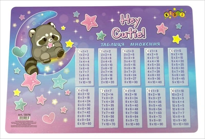 Настольная подложка Kidis Raccoon Таблица умножения 42,5см х 29см (13576)