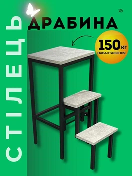 Стул стремянка трансформер складной табурет для кухни дома табуретка лестница складная на кухню стулья стремянки кухонные табуреты трансформеры Бетон