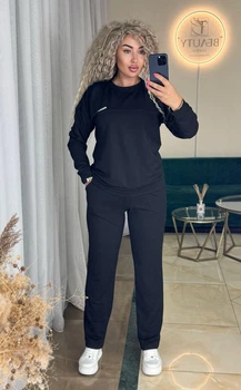 Жіночий спортивний костюм (светр + штани) Uaclothes 58/60 Чорний (like34103-145101373)