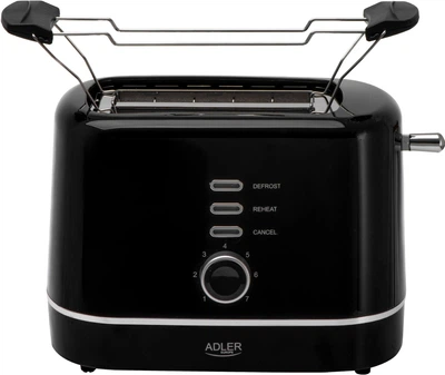 Тостер Adler AD 3224B Black 850 Вт із функцією розморожування та підігріву
