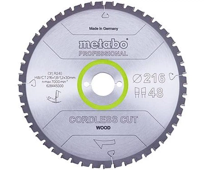 Пиляльний диск МЕТАБО 216*30 Z28 WZ 5°neg cordless cut wood - professional 628444000