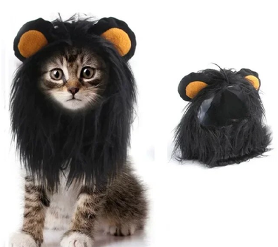 Кошачий парик грива для маленьких собак и кошек черный (Размер L) ABC