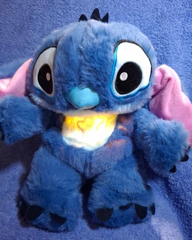 М'яка інтерактивна іграшка-антистрес "Дихаючий Стіч" (Stitch) 28 см. з ефектом сну (з батарейками)