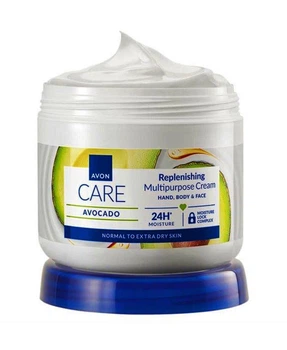 Мультифункциональный питательный крем 3-в-1 для лица, рук и тела Avon Care Avocado Replenishing Multiporpose Cream hand, body & face 24H Moisture с маслом авокадо 400 мл