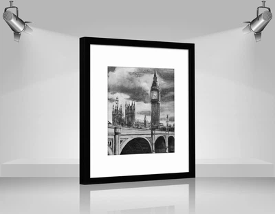Фоторамка пластиковая 30х30 под фото 20х20 багет: AM1513-1112Ч Черный (с глянцевым прозрачным пластиком 0.8мм, паспарту белое, двп) EmojiFrame