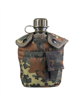 Фляга Mil-Tec 900ML с алюминиевой чашкой Plastic Canteen Cover and Mug Flecktarn 14506021-900 (Takctik-2024M-T)
