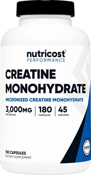 Креатин моногидрат Nutricost Creatine Monohydrate, 180 Capsules (750 mg per Capsule)