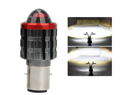LED лампа BA20D (H6) с линзой - Мощный белый свет для скутеров и мотоциклов