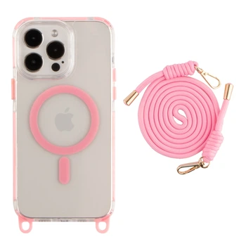 Чохол TPU+PC LanyardCase with MagSafe для iPhone 16 Pro Pink