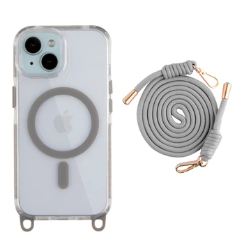 Чохол TPU+PC LanyardCase with MagSafe для iPhone 15 Titanium grey