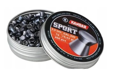 Пули, пульки для пневматического оружия Kandar Pointed SPORT калибр 5.5 мм (.22), 250 шт