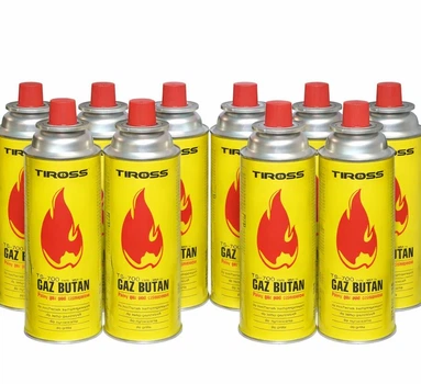Газ Баллон 10 шт. газовый универсальный Tiross 227 g (400 ml) баллончик для портативной плиты, евро-цанговый производство Польша
