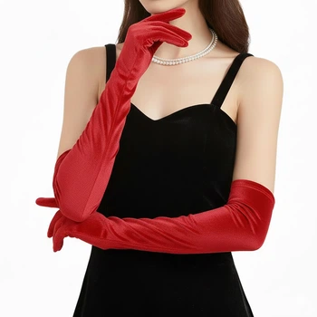 Оксамитові довгі рукавички honey fashion accessories xs/s/m червоні (30к005)