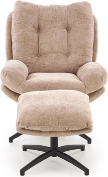 Fotel wypoczynkowy Halmar PESTO z podnóżkiemi funkcja kołyski Beżowy (5905248135734)