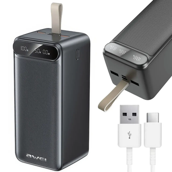 Павербанк 100000 мА · год зовнішній акумулятор Power Bank USB Type-C PD зі швидкою зарядкою до 22.5W портативний зарядний пристрій з LED дисплеєм Awei P101K