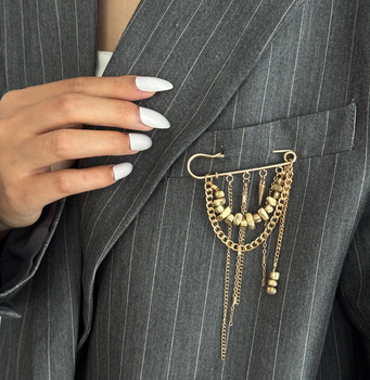 Брошь-булавка Fashion Jewerly многофункциональная с цепочками Y2K брошь-фиксатор для декора одежды, джинсов, сумок, золотистая (SVS)