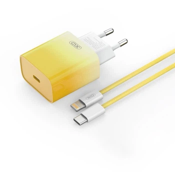 Сетевое зарядное устройство XO CE18, 1Type-C, PD/QC 30W, Type-C to Lightning, Желтый
