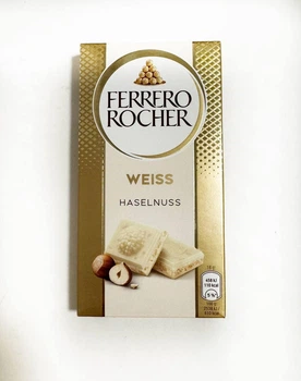 Шоколад Ferrero Rocher білий з горіховою начинкою та подрібненими лісовими горіхами 90 г