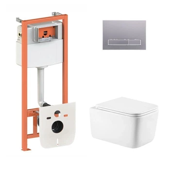 Готовое решение Qtap для ванной комнаты: подвесной унитаз Gemini Ultra Quiet 530х365х373+ комплект инсталляции Nest 4 в 1
