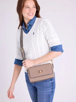 Сумка кросс-боди через плечо женская маленькая U.S. Polo Assn 27A396-AA00A(TAUPE C)_1SZ Бежевая (786662473993)