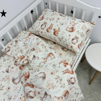 Постельное белье в детскую кровать 160х80 см с пододеяльником 140х110 см Oh My Kids «Лисички Совушки» ранфорс