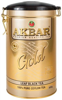 Чай черный цейлонский среднелистовой Akbar Gold 450 г в жестяной банке (5014176001780)