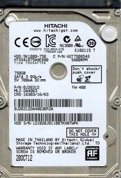 HDD 2.5 750GB Hitachi hts541075a9e680 5400/8mb б/у