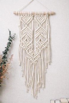 Натуральне настінне панно макраме Handmade Classic, 30 * 60 см в етно стилі, бохо (5804)