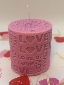 Свеча цилиндр мини «LOVE», розовая