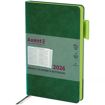 Еженедельник датирован 2026 Axent Partner Soft Muse 125*195 мм 192 страницы зеленый (8527-26-2-A)