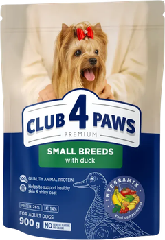 Полнорационный сухой корм для взрослых собак Club 4 Paws Премиум для мелких пород С уткой 0.9 кг (B4521201) (4820269143159)