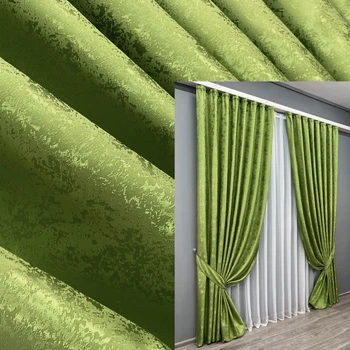 Комплект готовых штор VR-Textil Жаккард Мрамор Al1 № 1907ш Оливковый 200х290 см 2 шт (32-327)